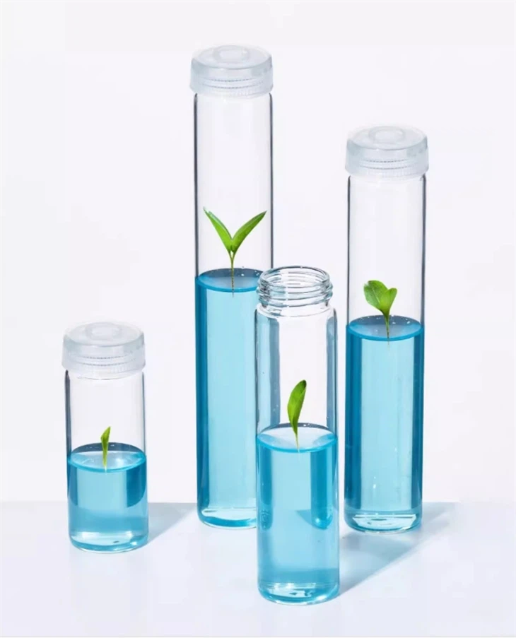 Lab Use 30mm Heat Resistant Clear Glass Tube With Tissue Culture Caps For Plant Packaging