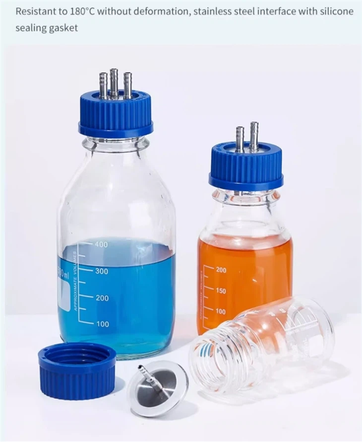Transparent Glass Fermenter Refill Bottle Stainless Steel Iron Cap Into Liquid Reagent Bottle